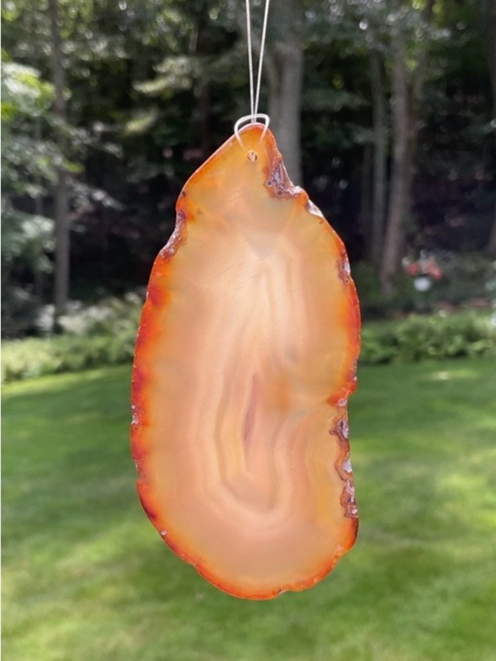 Natural Orange Agate Slice Suncatcher Window Hanging Crystal Stone Boho Decor